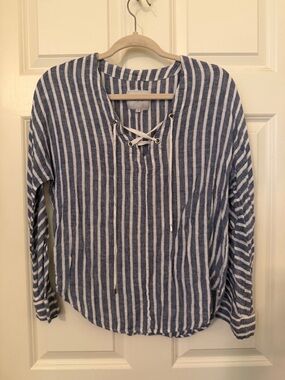 Rails Blue & White Striped Lace-Up Tunic